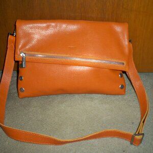 Hammitt VIP Large Orange Leather Crossbody Gunmetal Hardware-EUC!! $475